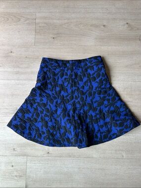 Express Royal Blue and Black Floral Mini Skirt Size 00